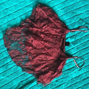 Burgundy lace crop top